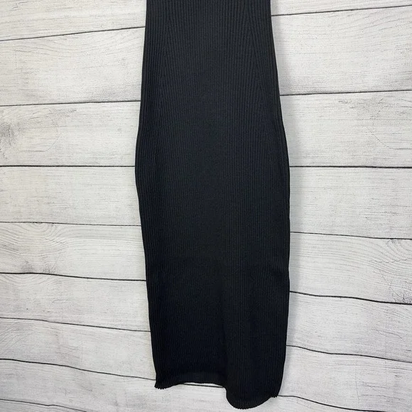 All : Row Ribbed Knit Dress‎ Size Medium Black Very Stretchy Modern Minimalist - Picture 3 of 9